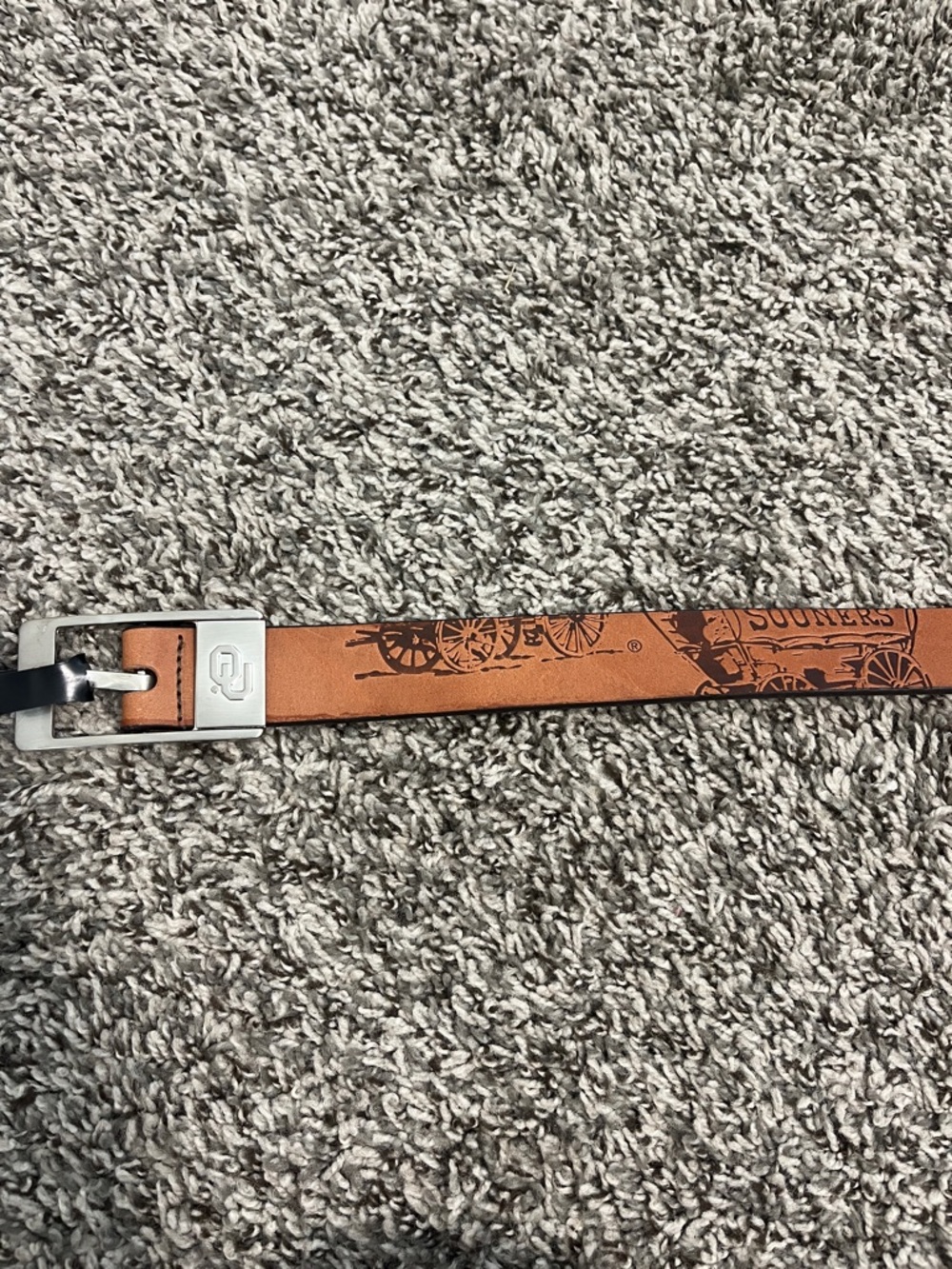 OU Leather Belt with Metal Buckle